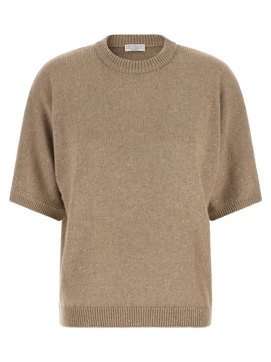 Brunello Cucinelli Women's Relaxed Fit Cashmere Silk Sequins Cardigan - Beige