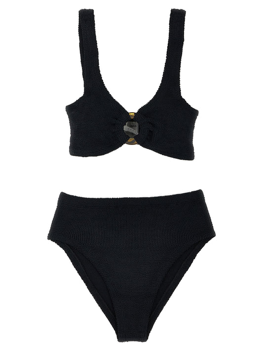 Bikini by Hunza G for women in nylon & resin black presents a sun-drenched silhouette, showcasing the sun-drenched Women's Nylon & Resin Bikini design with a sun-drenched cut for a premium finish.