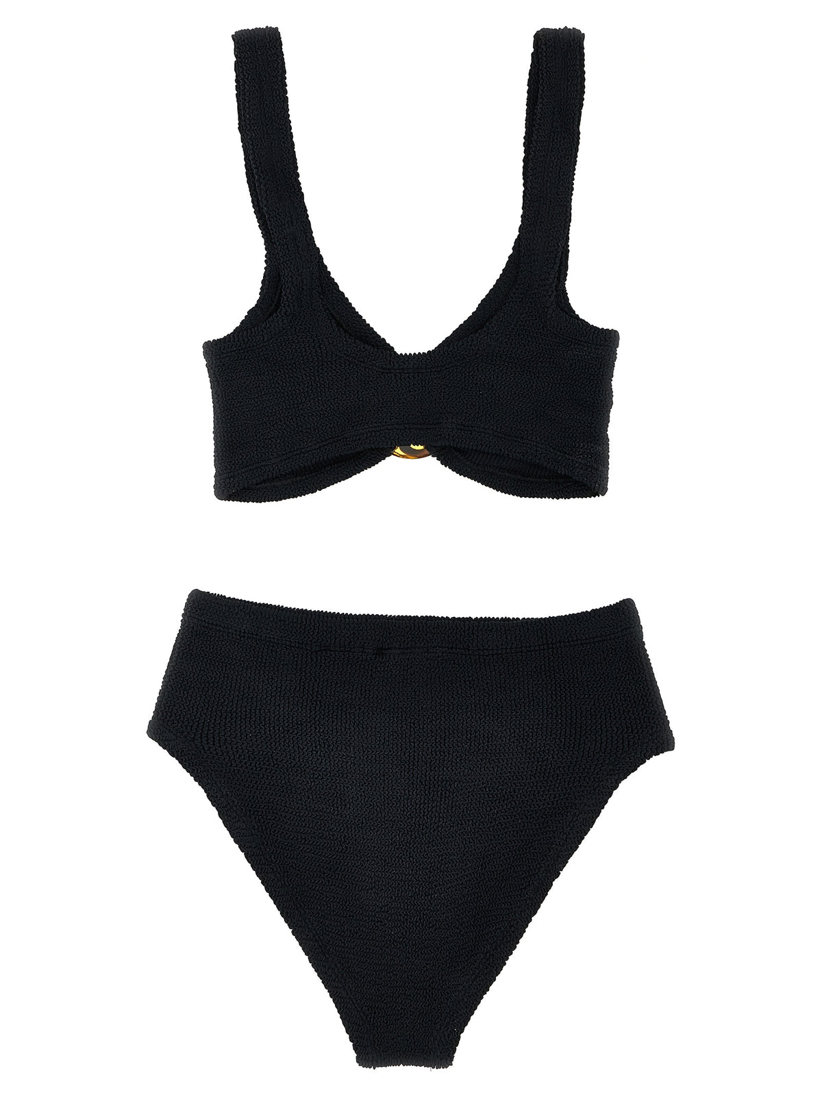 This Bikini by Hunza G for women in nylon & resin black features a beach chic silhouette from the Women's Nylon & Resin Bikini collection, showcasing a beach chic cut for a refined poolside look.