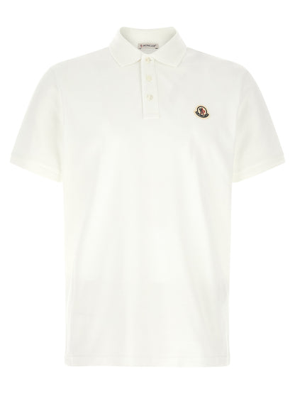 Moncler White Cotton Polo Shirt