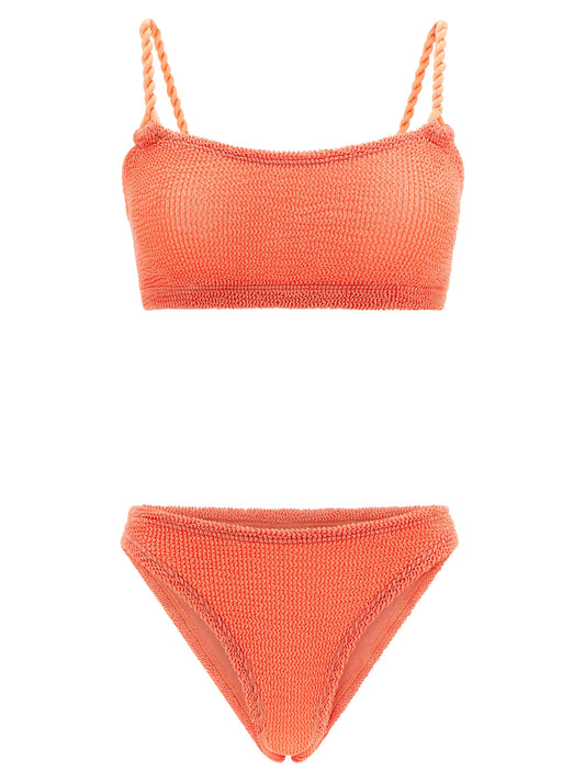 Bikini by Hunza G for women in stretch polyamide orange & signature features a sultry chic silhouette, showcasing the sultry chic design of this Phoebe Women's Stretch Polyamide Bikini with a sultry chic fit.