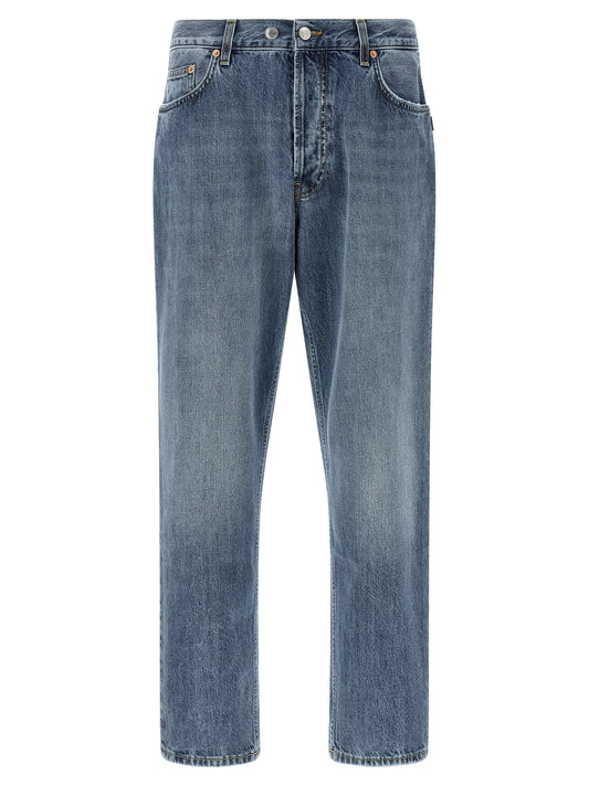 Jeans by Department 5 for men in denim cotton blue & white features an refined tailoring silhouette, showcasing a premium tapered-leg & cropped with a and cropped cut for a refined tailoring look.