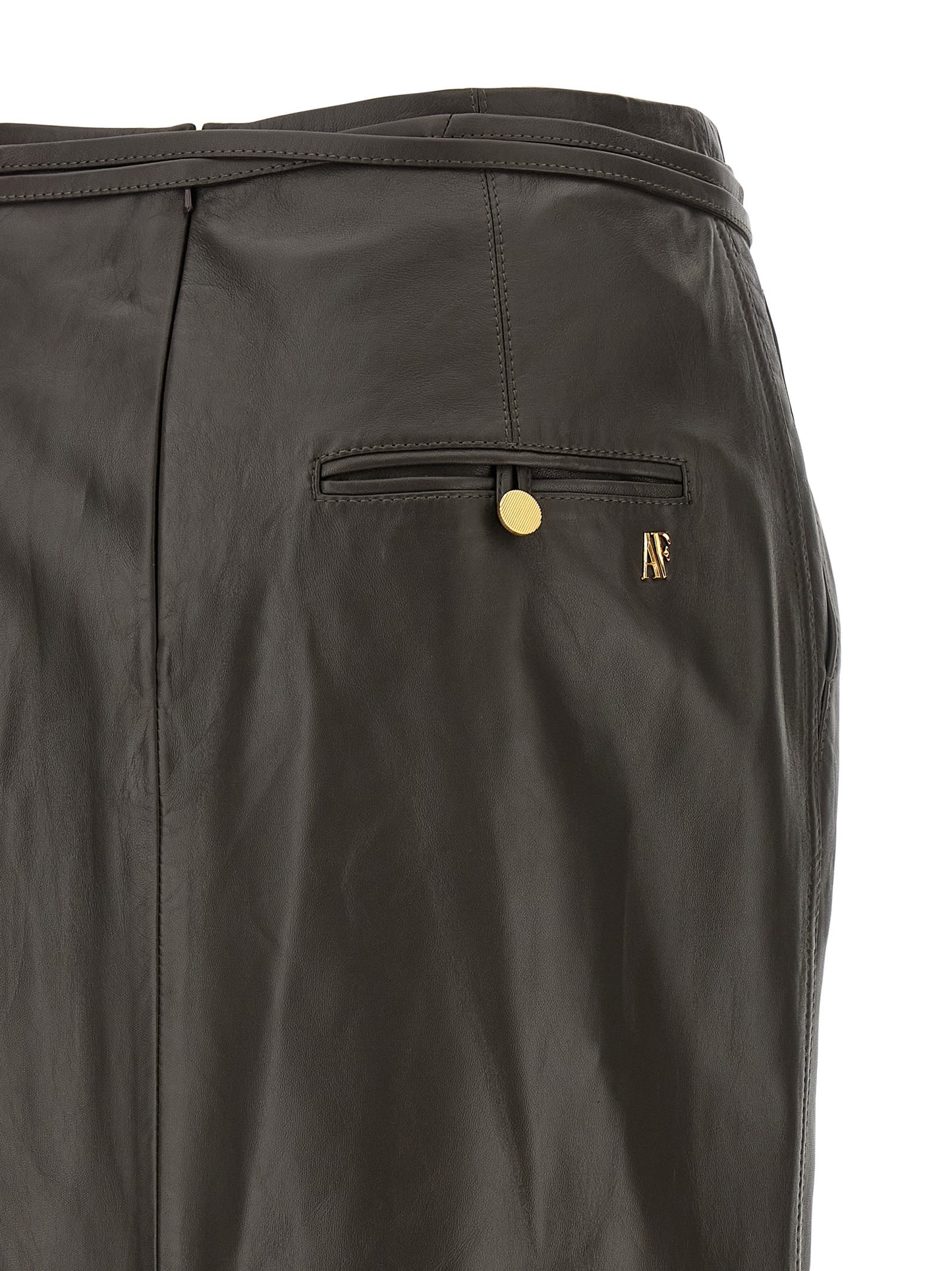 Alberta Ferretti Brown Lamb Leather Midi Skirt