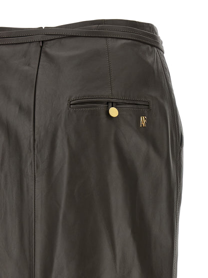 Alberta Ferretti Brown Lamb Leather Midi Skirt