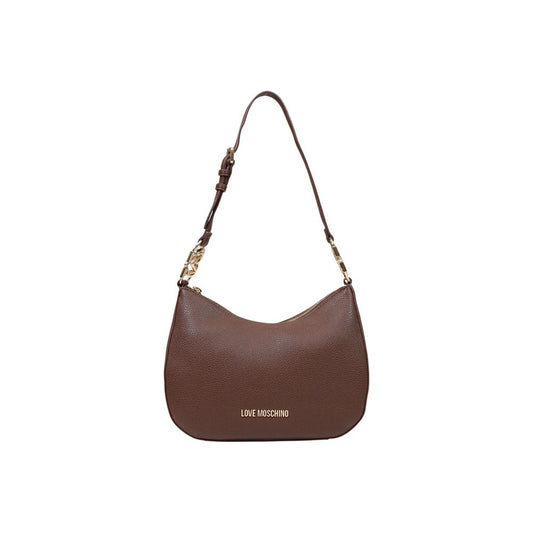 Medium Handbag by Love Moschino for women in polyethylene & polyurethane brown & gold features a signature silhouette, showcasing a secure and signature with versatile adjustable-strap for a sophisticated look.