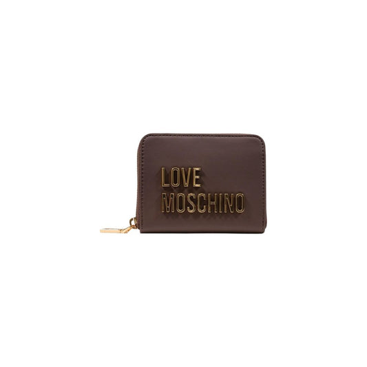 Wallet by Love Moschino for women in polyester polyurethane & polyethylene brown & gold presents a streamlined silhouette, showcasing the sophisticated design of the Polyester Polyurethane & Polyethylene Wallet collection with functional compact-design.