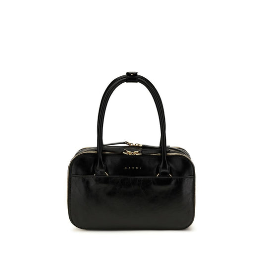 Small Handbag by Marni for women in bio-acetate black & print features a signature silhouette, showcasing a secure zipper and signature built-in-compartments & internal-pockets with versatile handle for a sophisticated look.