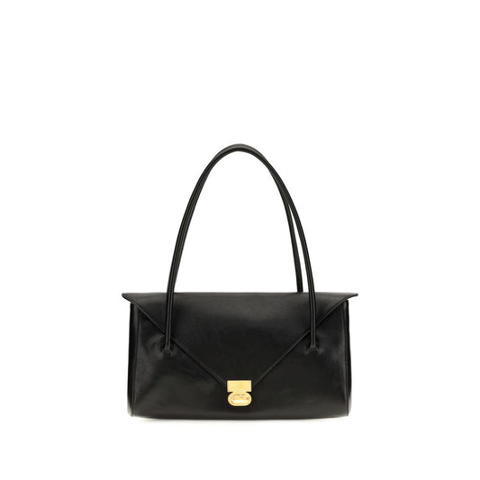 East West Shoulder Envelope Bag by Marni for women in bio-acetate black features a stately silhouette, showcasing a secure flap & zipper, ample , and stately shoulder-strap & handle for a stately finish.