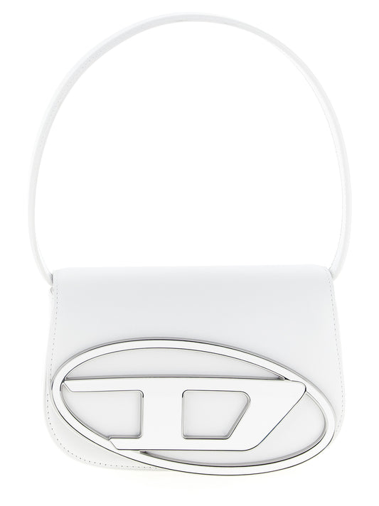 Shoulder Flap Bag by Diesel for women in leather white presents a statuesque silhouette, showcasing a secure flap and statuesque with versatile shoulder-strap for a sophisticated look.