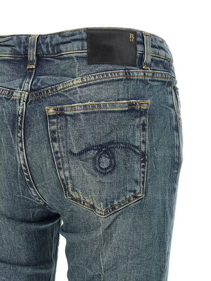 R13 Blue Cotton Flared Jeans