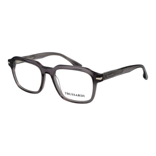 Eyeglasses Frames by Trussardi for men in acetate gray features a refined silhouette, showcasing a refined gray coloured frame and full-frame frame design for a sophisticated, premium look.