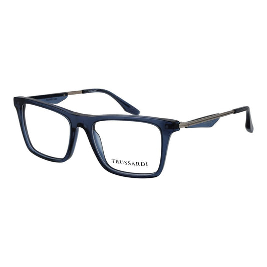 Eyeglasses Frames by Trussardi for men in acetate blue showcases a reflective silhouette, artfully incorporating a sophisticated blue coloured frame with a distinct full-frame frame design.