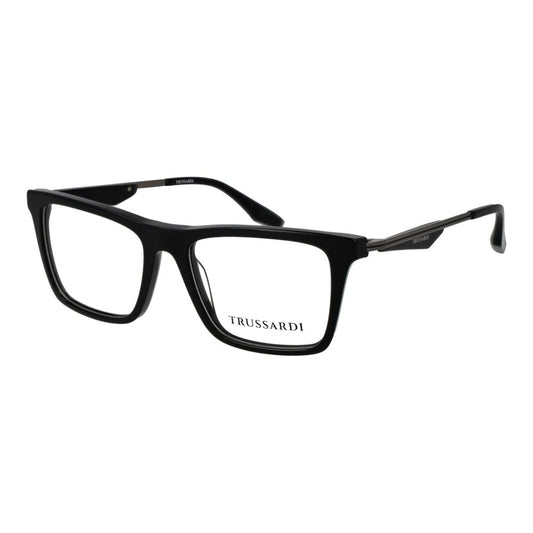 Eyeglasses Frames by Trussardi for men in acetate black features an refined silhouette, showcasing a sophisticated black coloured frame and refined full-frame frame design for a refined look.