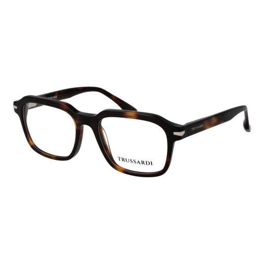 Eyeglasses Frames by Trussardi for men in acetate brown features an refined silhouette, showcasing a sophisticated brown coloured frame and refined full-frame frame design for a refined look.