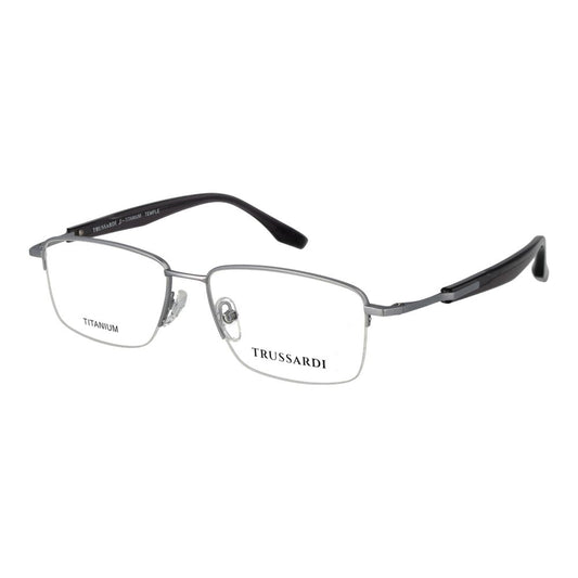 Eyeglasses Frames by Trussardi for men in titanium silver features a refined silhouette, showcasing a refined silver coloured frame and half-frame frame design for a sophisticated, premium look.