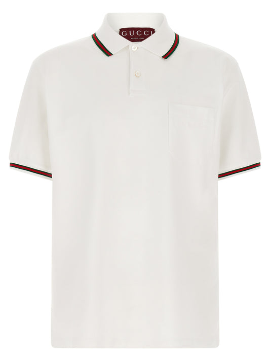 Gucci White Cotton Polo Shirt