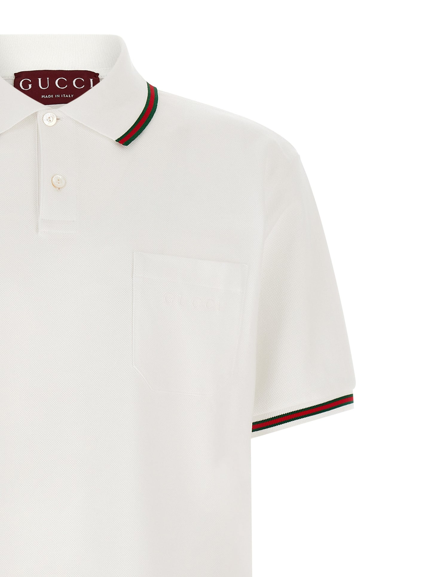 Gucci White Cotton Polo Shirt