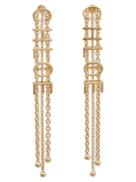 Earrings by Chloé for women in cotton denim gold features an ornate from the Women's Gold Brass Earrings collection, showcasing a ornate finish that embodies sophisticated luxury.