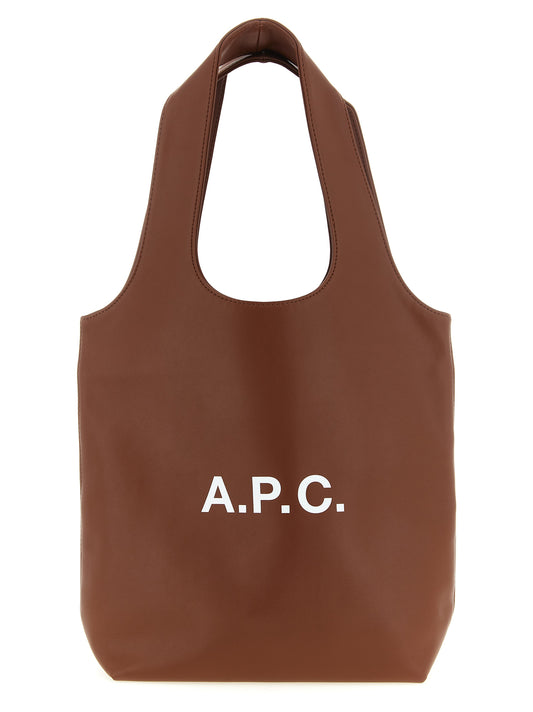 Small Pouch Tote Handbag by A.P.C. for unisex in polyester & polyurethane brown & white features an refined silhouette, showcasing a secure , ample , and versatile handle for a sophisticated refined aesthetic.