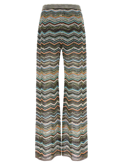 Palazzo Pants by Missoni for women in polyamide viscose & sequins multicolor, natural, patterned & chevron features an refined tailoring silhouette, showcasing a premium flared & wide with a and long cut for a refined tailoring look.