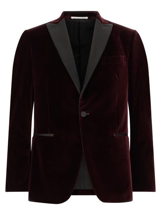 Blazer by Pal Zileri for men in satin cotton velvet black & bordeaux features an stylish silhouette, showcasing a sophisticated and stylish for a truly stylish finish.