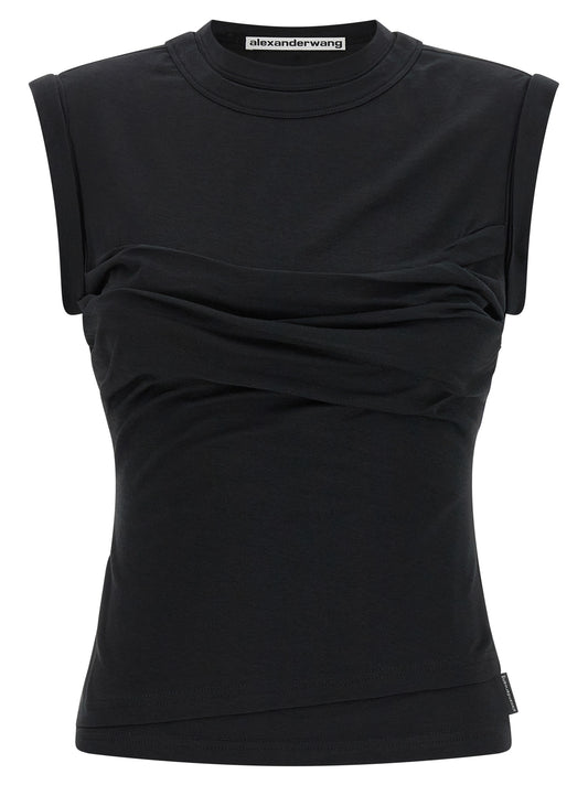Alexander Wang Black Cotton Sleeveles T-Shirt