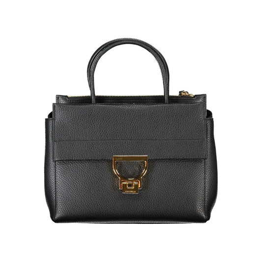 Handbag by Coccinelle for women in leather black features a refined silhouette, showcasing a secure snap, zipper & turn-lock, organized internal-pockets, and versatile shoulder-strap, detachable-strap & handle for a refined finish.