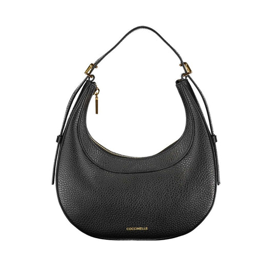 Handbag by Coccinelle for women in leather black features an refined silhouette, showcasing a secure zipper, ample , and versatile adjustable-strap & handle for a sophisticated refined aesthetic.