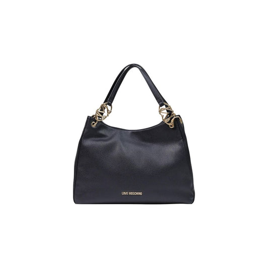 Large Handbag by Love Moschino for women in polyethylene & polyurethane black & gold features a ornamental silhouette, showcasing a secure , ample , and ornamental handle for a sophisticated look.