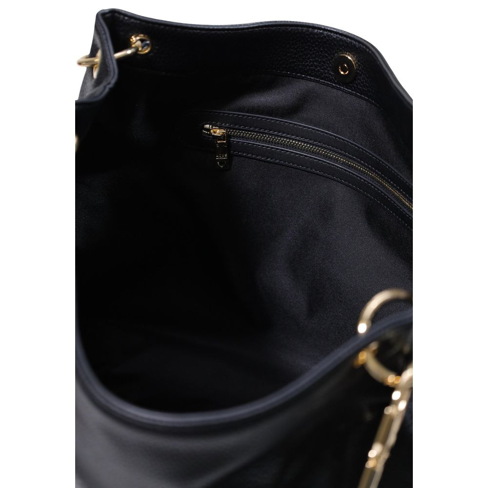 This Large Handbag by Love Moschino for women in polyethylene & polyurethane and black & gold presents a sculptural silhouette featuring a secure , ample , and versatile handle for a sculptural finish.