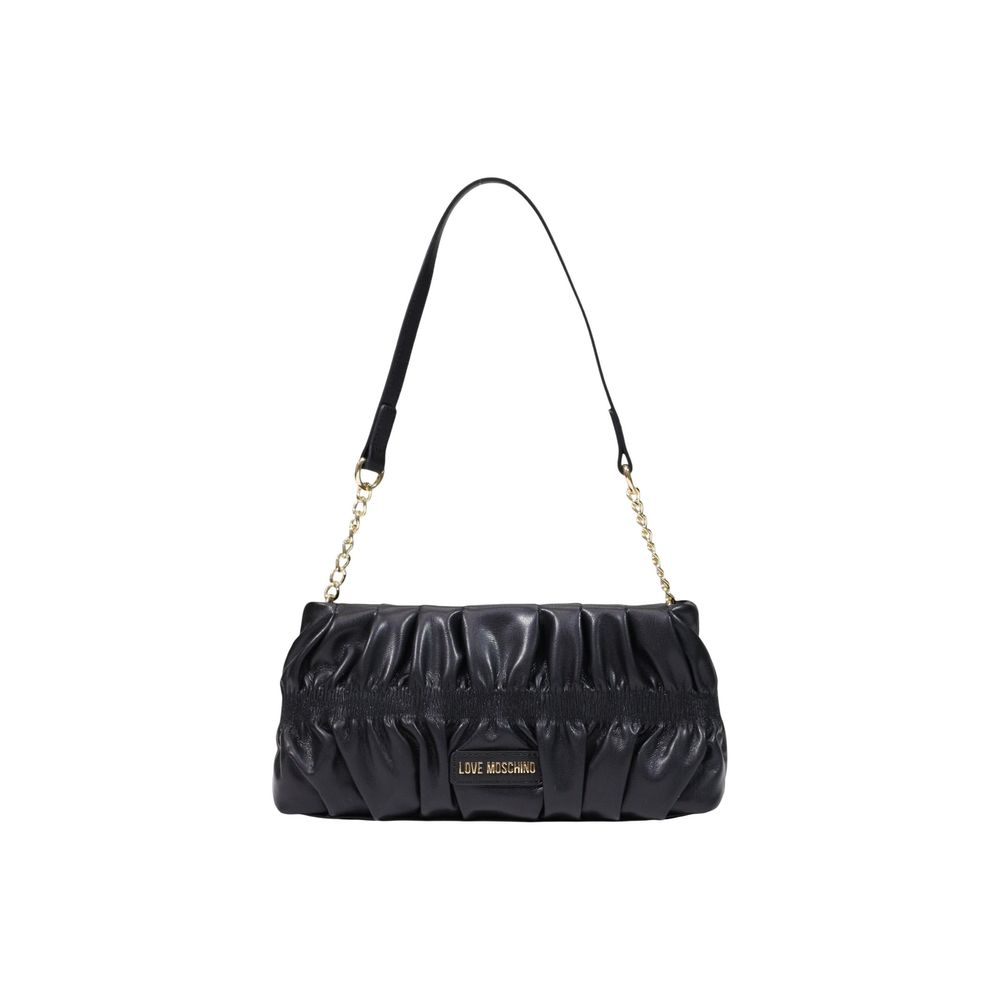 Small Evening Handbag by Love Moschino for women in polyethylene & polyurethane black, gold & signature features a ornamental silhouette, showcasing a secure , ample , and ornamental for a sophisticated look.