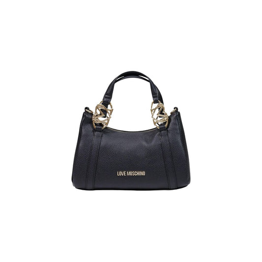 Small Evening Handbag by Love Moschino for women in pebbled poly leather black & gold presents a ornamental silhouette, showcasing a secure zipper, ample , and versatile handle for a ornamental finish.