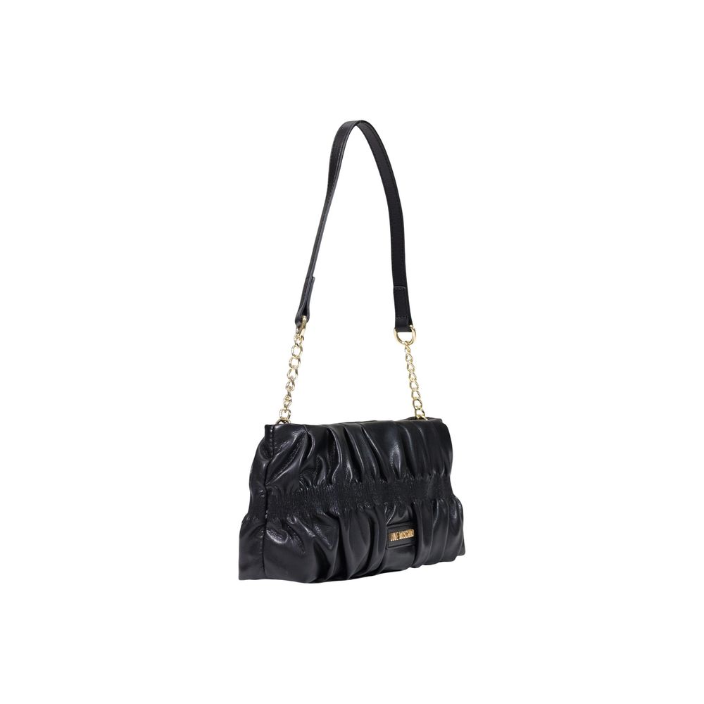 Small Evening Handbag by Love Moschino for women in polyethylene & polyurethane black, gold & signature features an refined silhouette, showcasing a secure , ample , and versatile for a sophisticated refined aesthetic.