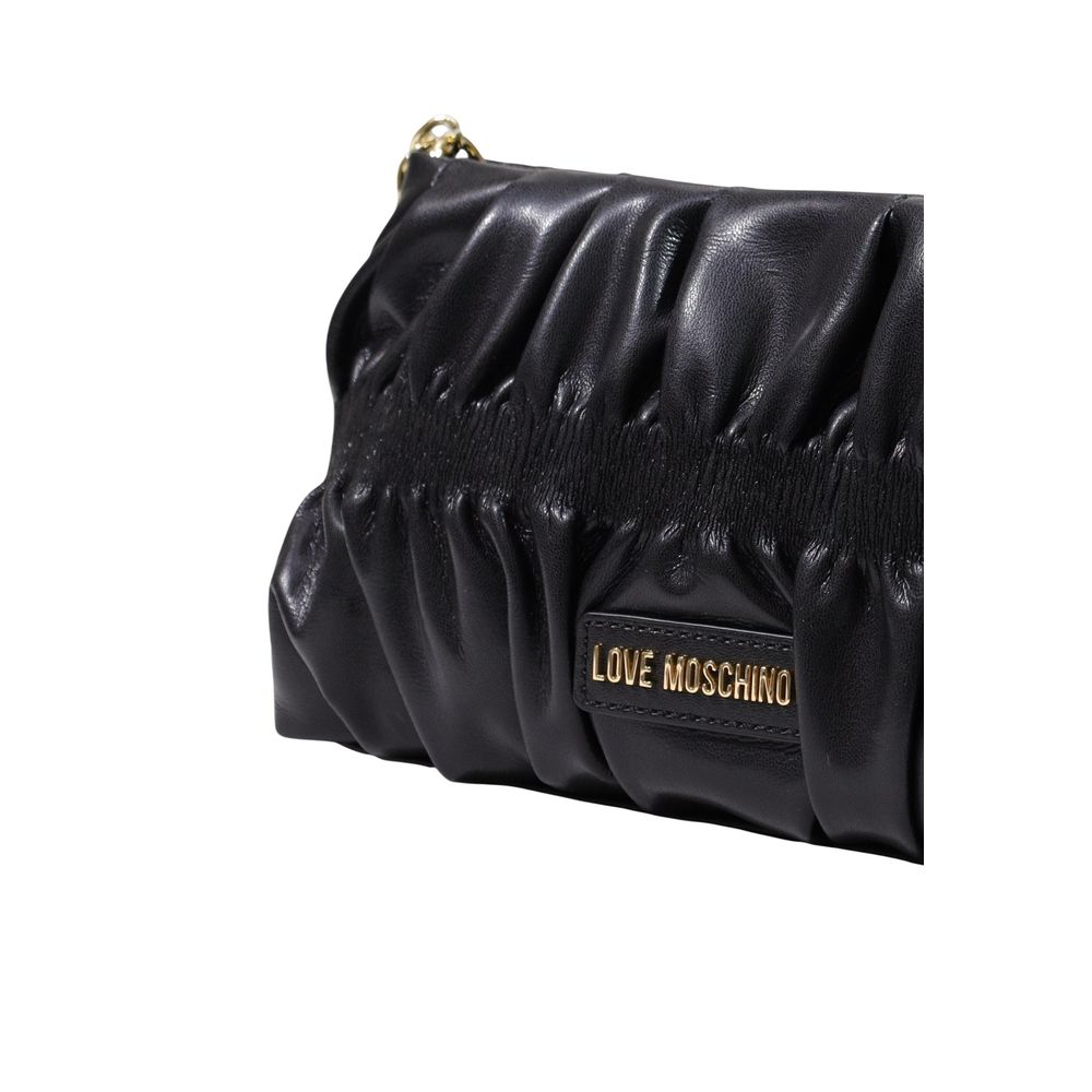 Small Evening Handbag by Love Moschino for women in polyethylene & polyurethane black, gold & signature features a refined silhouette, showcasing a secure , organized , and versatile for a refined finish.