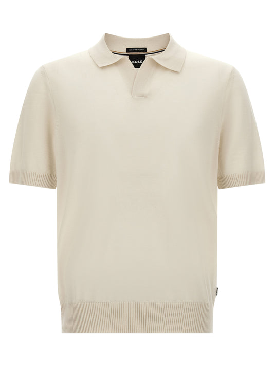 Hugo Boss White Virgin Wool Polo Shirt