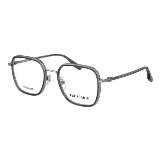Eyeglasses Frames by Trussardi for unisex in titanium and gray showcases a refined silhouette, detailed with a gray coloured frame finish and a sophisticated full-frame frame design.