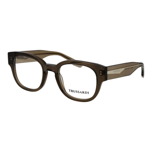 Eyeglasses Frames by Trussardi for unisex in acetate green features an refined silhouette, showcasing a sophisticated olive coloured frame and refined full-frame frame design for a refined look.