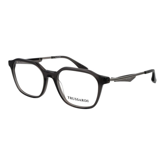 Eyeglasses Frames by Trussardi for men in acetate gray features a refined silhouette, showcasing a refined gray coloured frame and full-frame frame design for a sophisticated, premium look.