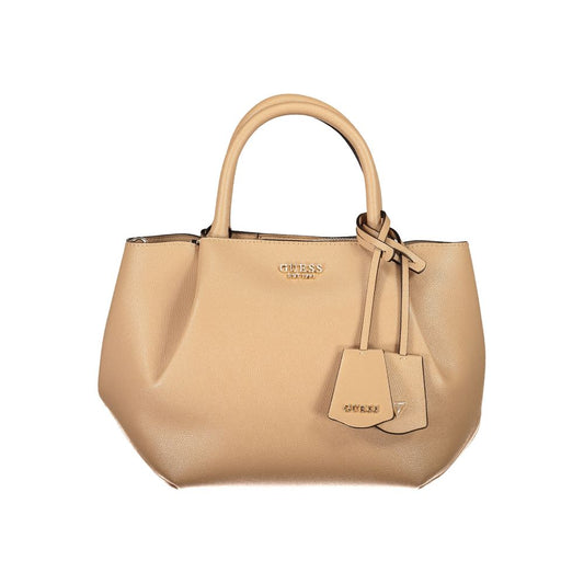 Handbag by Guess Jeans for women in polyurethane beige & signature features a exquisite silhouette, showcasing a secure snap & zipper and exquisite built-in-compartments with versatile shoulder-strap, adjustable-strap, detachable-strap & handle for a exquisite finish.