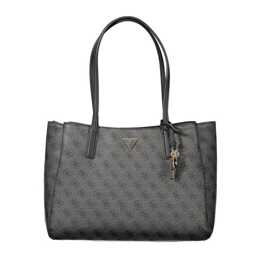 Handbag by Guess Jeans for women in polyurethane black features an refined silhouette, showcasing a secure , ample built-in-compartments & laptop-compartment, and versatile handle for a sophisticated refined aesthetic.