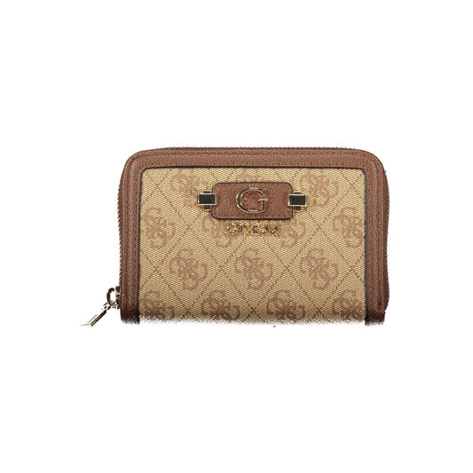 Cardholder Wallet by Guess Jeans for women in polyurethane beige & signature features a streamlined silhouette, showcasing the streamlined Lindsey Polyurethane Cardholder Wallet design with sophisticated card-organization coin-purse for a premium look.