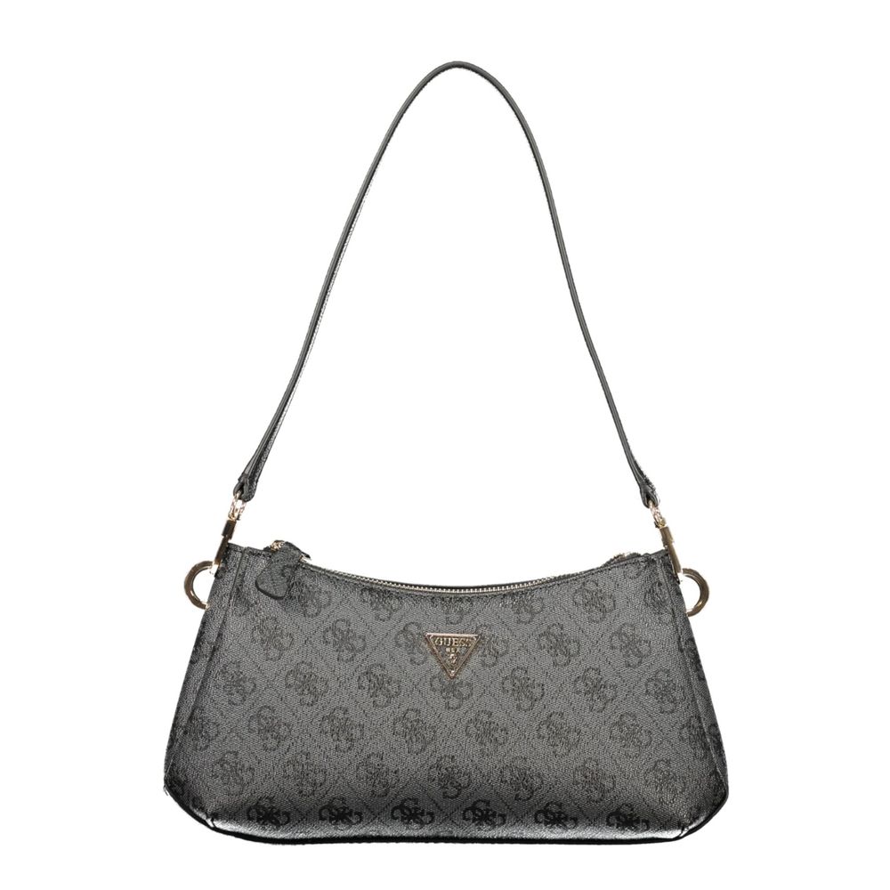 Mini Crossbody Handbag by Guess Jeans for women in polyethylene black & print features an refined silhouette, showcasing a secure snap & zipper, ample built-in-compartments, internal-pockets & cardholder, and versatile crossbody-strap, shoulder-strap, adjustable-strap & handle for a sophisticated refined aesthetic.