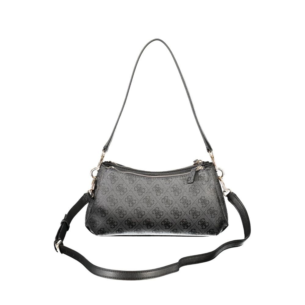 Mini Crossbody Handbag by Guess Jeans for women in polyethylene black & print features a ornamental silhouette, showcasing a secure snap & zipper, ample built-in-compartments, internal-pockets & cardholder, and ornamental crossbody-strap, shoulder-strap, adjustable-strap & handle for a sophisticated look.