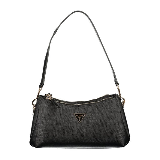 This Mini Crossbody Handbag by Guess Jeans for women in polyethylene and black presents a sculptural silhouette featuring a secure snap & zipper, ample built-in-compartments, external-pockets, internal-pockets & cardholder, and versatile crossbody-strap, shoulder-strap, adjustable-strap & handle for a sculptural finish.