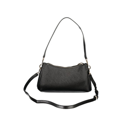 Mini Crossbody Handbag by Guess Jeans for women in polyethylene black features an refined silhouette, showcasing a secure snap & zipper, ample built-in-compartments, external-pockets, internal-pockets & cardholder, and versatile crossbody-strap, shoulder-strap, adjustable-strap & handle for a sophisticated refined aesthetic.