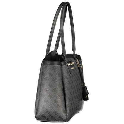Handbag by Guess Jeans for women in polyethylene black & print features a exquisite silhouette, showcasing a secure zipper and exquisite document-holder, external-pockets & internal-pockets with versatile handle for a exquisite finish.