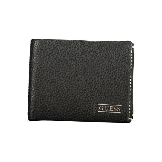 Cardholder Wallet by Guess Jeans for men in leather black showcases a discerning silhouette, artfully capturing the essence of Leather Cardholder Wallet with its functional card-organization coin-purse.