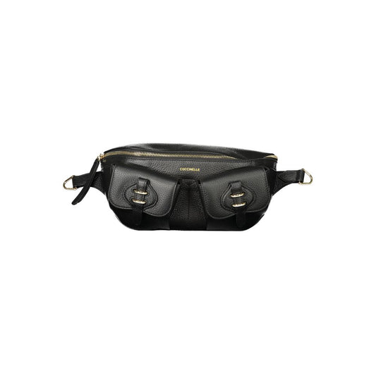 Fanny Pack Handbag by Coccinelle for women in leather black & signature features a refined silhouette, showcasing a secure zipper, organized external-pockets & internal-pockets, and versatile adjustable-strap & belt-strap for a refined finish.