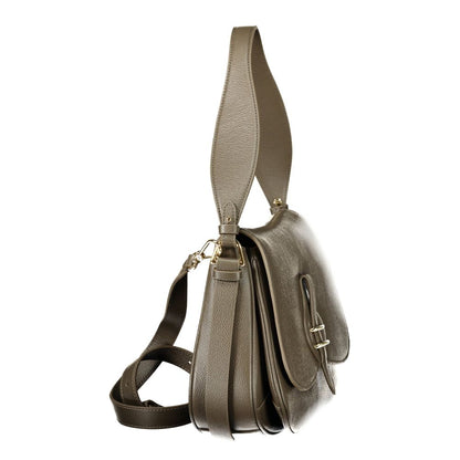 This Handbag by Coccinelle for women in leather and brown presents a sculptural silhouette featuring a secure snap & magnetic, ample built-in-compartments, external-pockets & internal-pockets, and versatile shoulder-strap, adjustable-strap & handle for a sculptural finish.