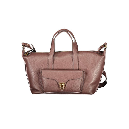 Handbag by Coccinelle for women in leather brown & print features an refined silhouette, showcasing a secure zipper, ample document-holder, external-pockets & internal-pockets, and versatile shoulder-strap, handle & adjustable-strap for a sophisticated refined aesthetic.